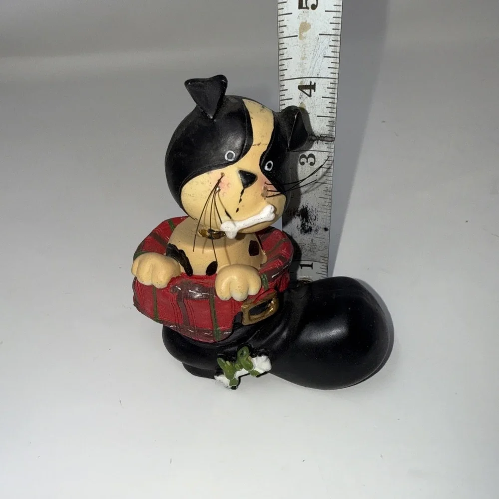 Christmas bobble head Dog Puppy In Black Boot Resin Figurine Scuffs